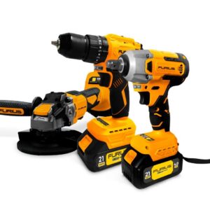 COMBO FURIUS TALADRO PERCUTOR INALAMBRICO 1/2" 21 V + PULIDORA INALAMBRICA 4 1/2" 21V +PISTOLA IMPACTO INALAMBRICA 1/2" 21V (FB213KIT)
