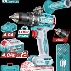 TALADRO INALAMBRICO PERCUTOR 1/2 20V 96NM INCLUYE 2 BATERIA DE 4.0AH, CARGADOR, INCLUYE ACCESORIOS INDUSTRIAL SUPER TOTAL (UTIDLI209686)