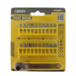 JUEGO DE DESTORNILLADORES PUNTAS INTERCAMBIABLES X 21 PZS (HT4137)