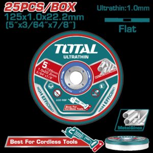 DISCO CORTE METAL/ACERO INOXIDABLE 5" JUEGO X 25 PCS TOTAL (TAC21012525)