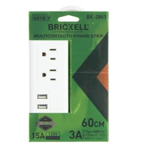 TOMA MULTIPLE X 2 + 1 TIPO C 3A + 2 USD 3A 60CM CON POLO TIERRA (BK-2861)