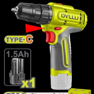 TALADRO INALAMBRICO 3/8" 12V 20NM INCLUYE 1 BATERIA 1.5 AH DYLLU (DTCDS565)