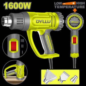 PISTOLA CALOR CON TEMPERATURA AJUSTABLE 1600W INCLUYE 3 BOQUILLAS DYLLU (UDTHG1520)