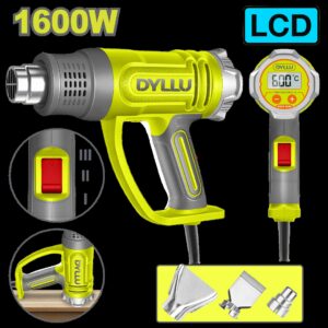 PISTOLA CALOR CON TEMPERATURA AJUSTABLE PANTALLA LCD 1600W INCLUYE 3 BOQUILLAS DYLLU (UDTHG1530)