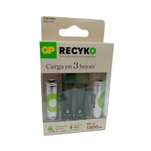 CARGADOR PILA RECARGABLE GP USB 2 PILAS AA 1300MAH (GPPBE211US130-C2)