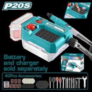 MOTO TOOL INALAMBRICO 20V 1/8'' INCLUYE 40 ACCESORIOS BATERIA Y CARGADOR SE VENDEN POR SEPARADO SUPER TOTAL (TMGLI2001)